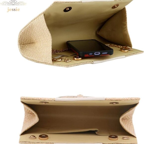 Straw Handbag Evening Bag Clutch Purses for Women, Fashion Summer Beach Tote Tas - Picture 4 of 7